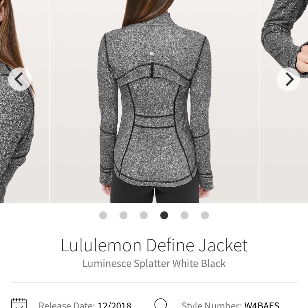 Lululemon Athletica Define Jacket Luminesce Splatter White Black. Size 6 - Picture 2 of 6